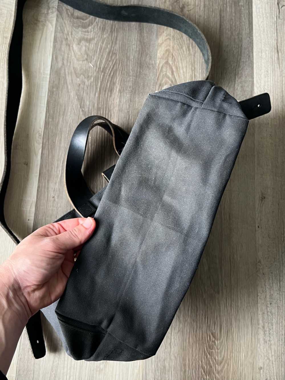 Peg and Awl Waxed Canvas Tote Bag All Black - Picture 3 of 10